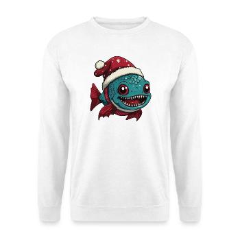 Noël de poisson piranha - Sweat-shirt Unisexe - blanc - Devant