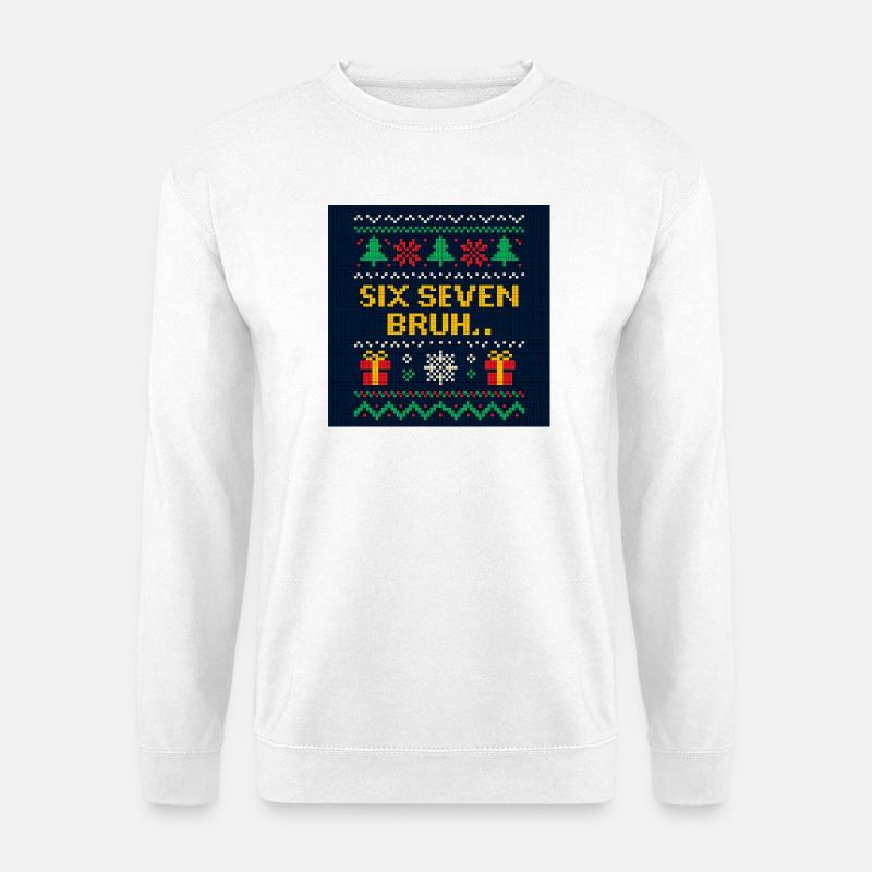 Six Seven Bruh Weihnachtsstrick - Unisex Pullover - Weiß