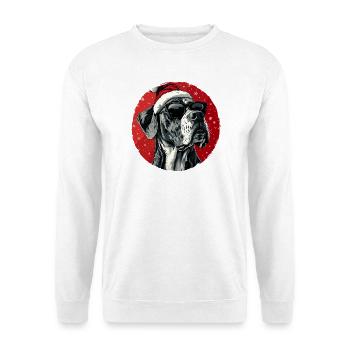 Festliche Dogge mit Sonnenbrille - Unisex Pullover - Weiß - Vorne