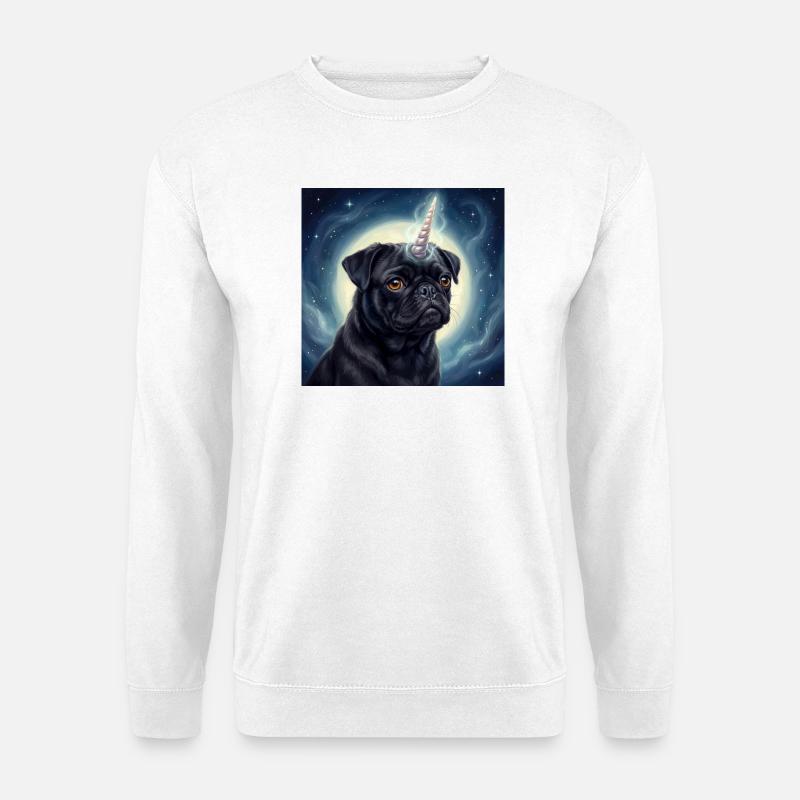 Kosmischer Einhorn-Mops - Unisex Pullover - Weiß