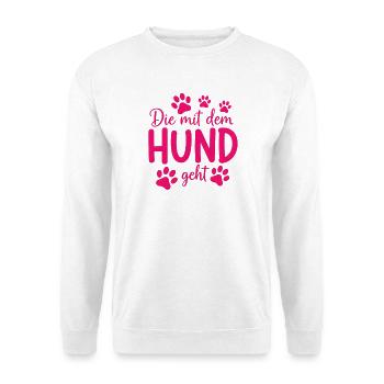Celui qui marche avec le chien qui dit pattes - Sweat-shirt Unisexe - blanc - Devant