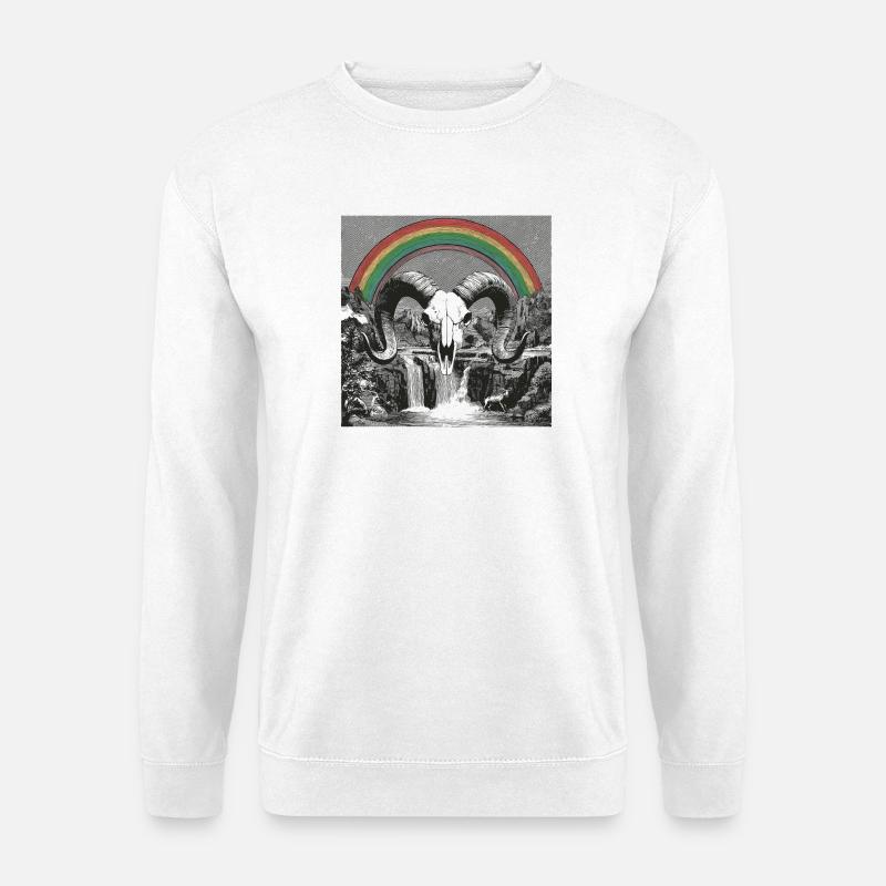 Regenbogenbogen über Nacht-Silhouetten - Unisex Pullover - Weiß
