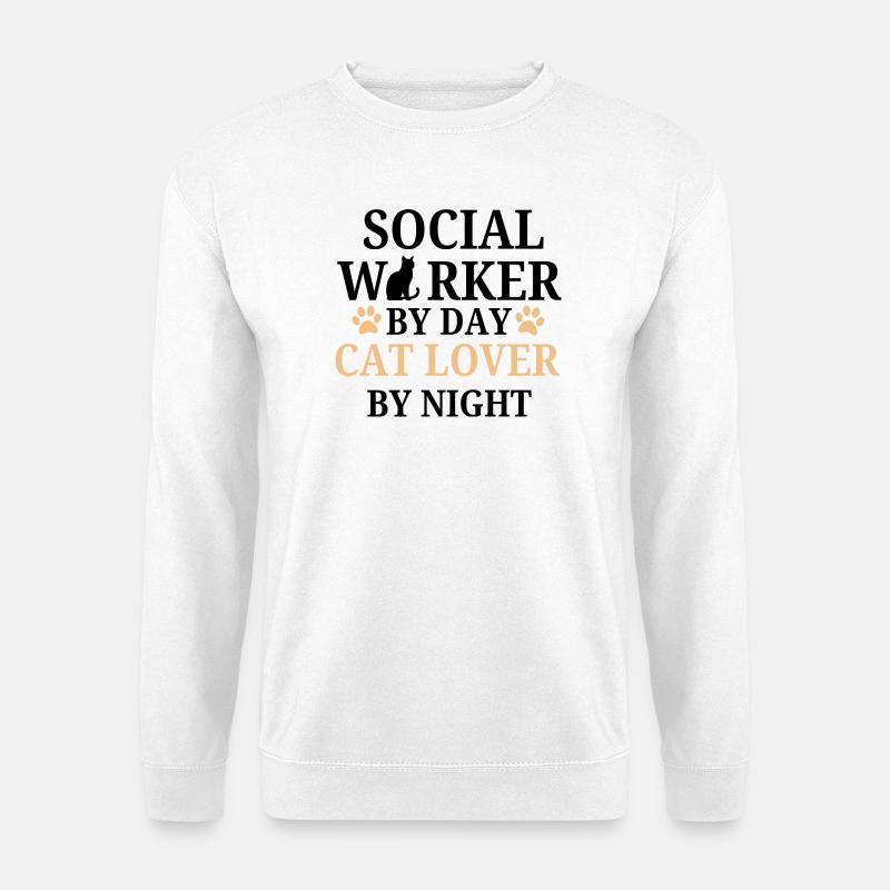 Sozialarbeiter Arbeit Katzenbesitzer Liebesunterstützung - Unisex Pullover - Weiß