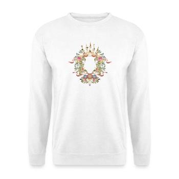 Cadre baroque avec couronne, roses et ornement coquillage - Sweat-shirt Unisexe - blanc - Devant