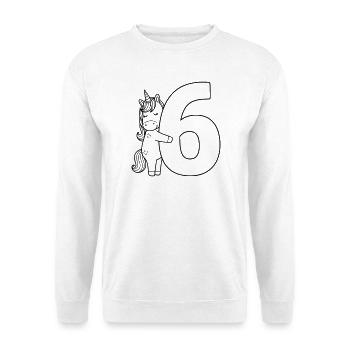 Licorne avec illustration de dessin animé numéro 6 - Sweat-shirt Unisexe - blanc - Devant