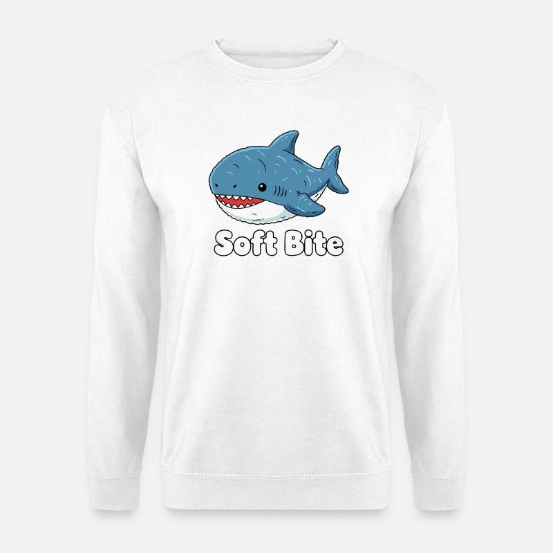 Cartoon Shark Soft Bite: Cute Shark - Unisex Sweatshirt - white