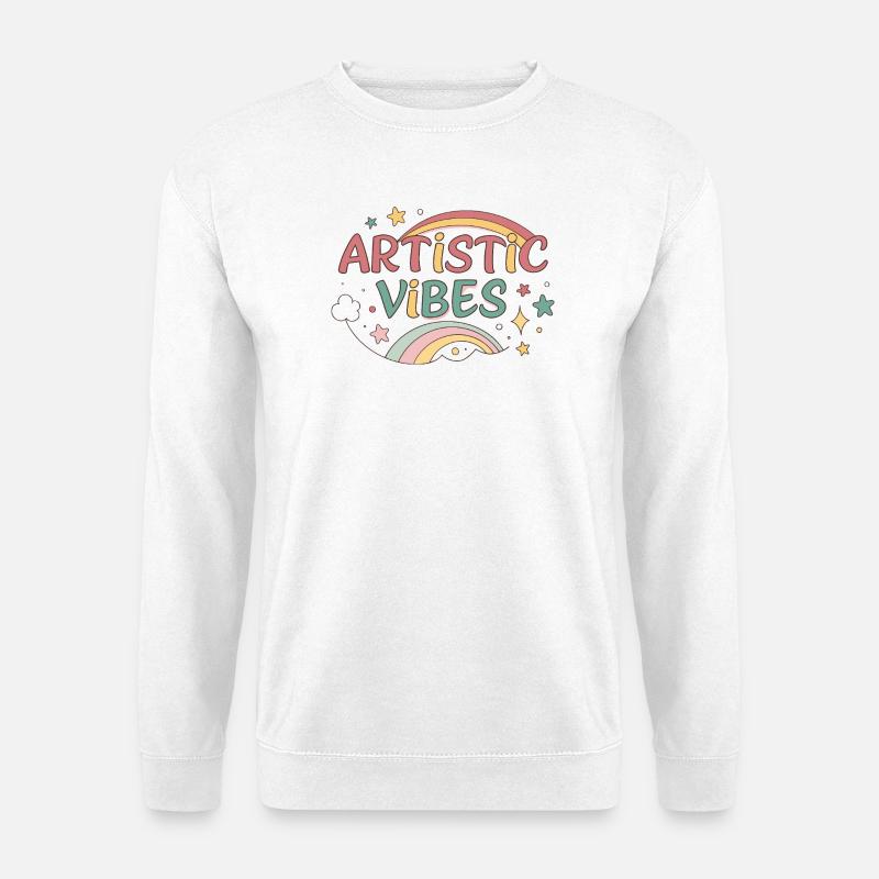 Künstlerische Vibes Arc Rainbow - Unisex Pullover - Weiß