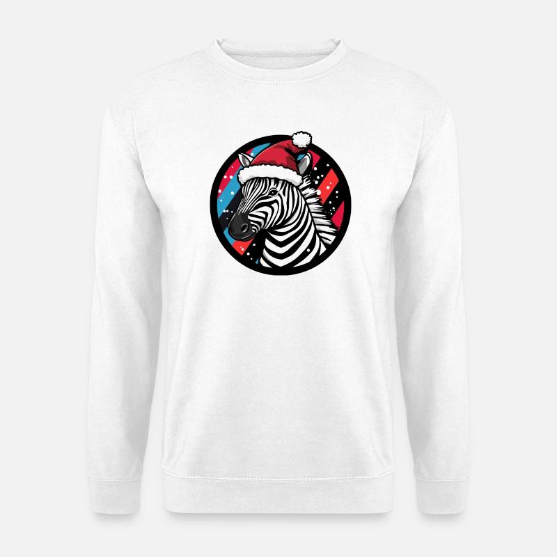 Zebra mit Weihnachtsmütze - Unisex Pullover - Weiß
