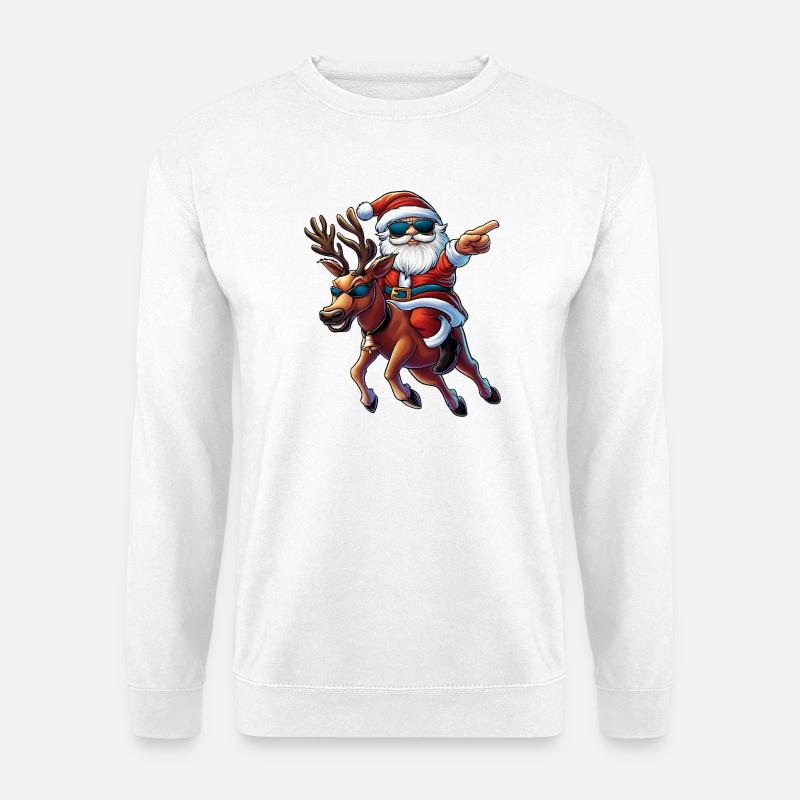cooler Weihnachtsmann und Rentier :) - Unisex Pullover - Weiß