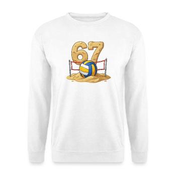 67 Dessin animé de volley de plage - Sweat-shirt Unisexe - blanc - Devant