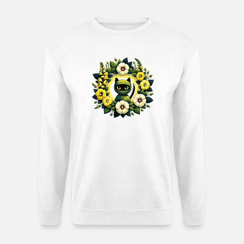 Eingewickelter Katzen-Blumen-Halo - Unisex Pullover - Weiß