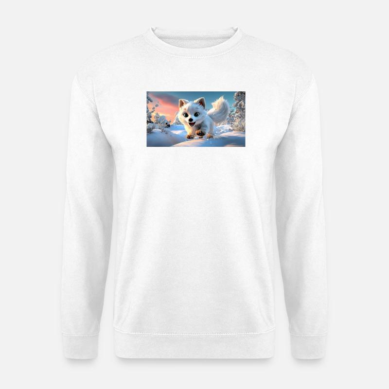 Flying arctic fox in the snow - Unisex Sweatshirt - white