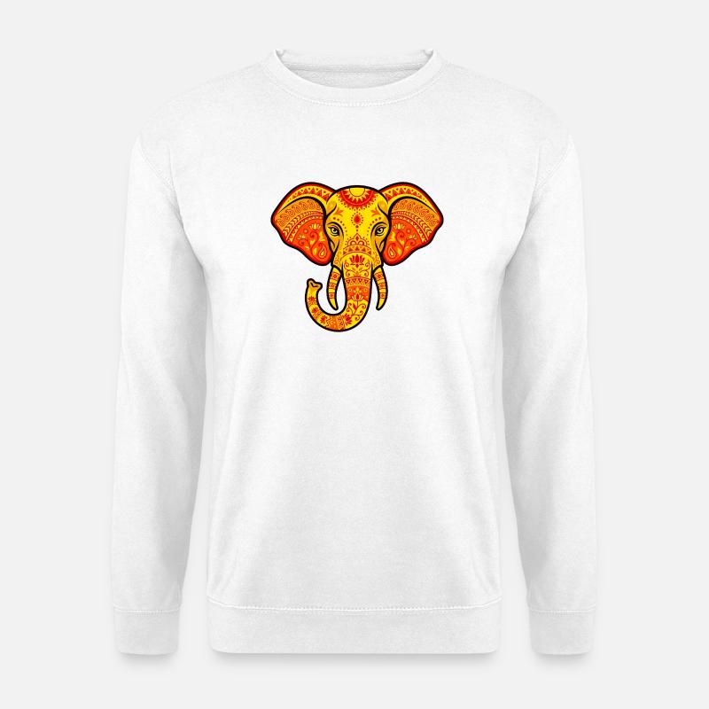 Leuchtend orangefarbener Elefant - Unisex Pullover - Weiß