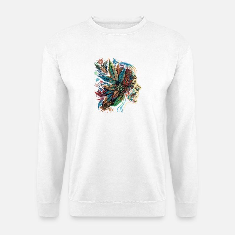 Psychedelische Blattensilhouette - Unisex Pullover - Weiß