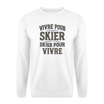 Lebe zum Skifahren, Ski zum Leben - Unisex Pullover - Weiß - Vorne