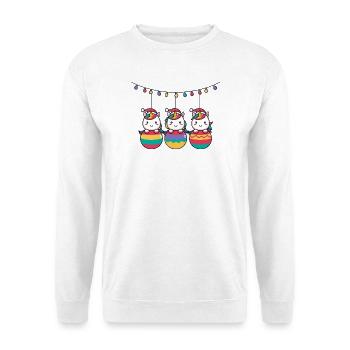 Drei Regenbogen-Einhörner Weihnachten - Unisex Pullover - Weiß - Vorne