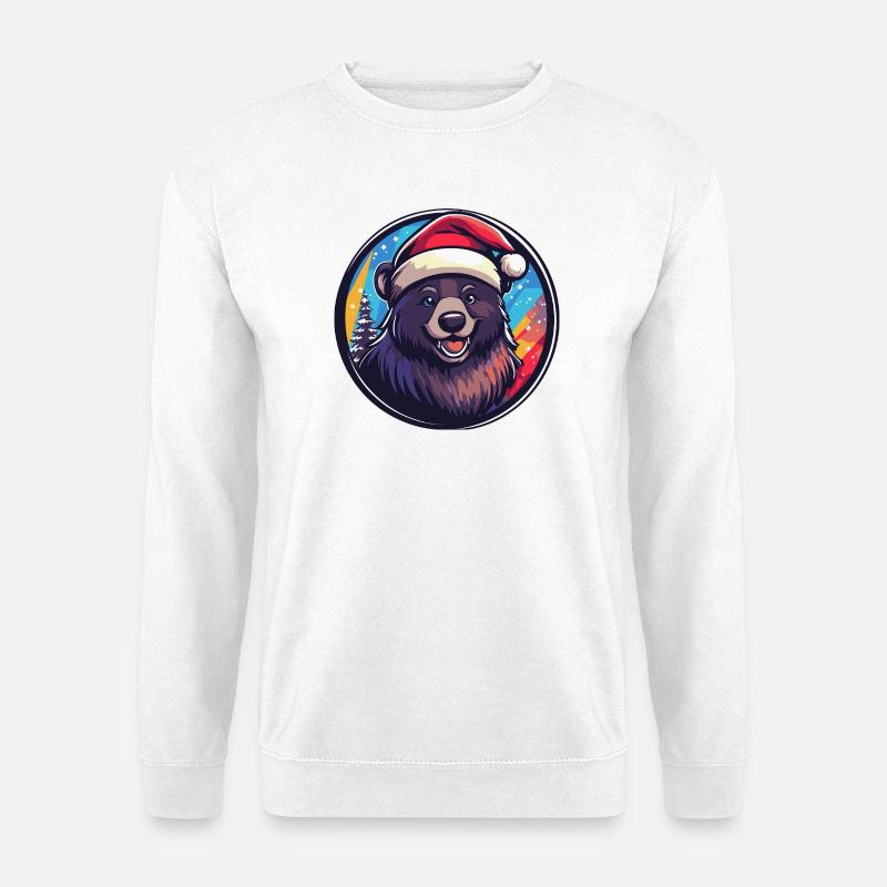 Bear with Santa Hat - Unisex Sweatshirt - white