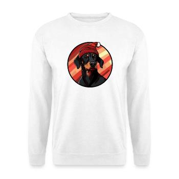 Doberman avec un chapeau de Père Noël - Sweat-shirt Unisexe - blanc - Devant