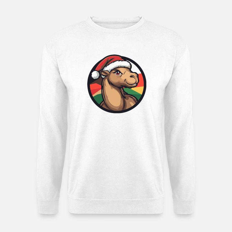 Kamel mit Weihnachtsmütze - Unisex Pullover - Weiß