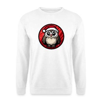 Winter Eule im Santa Hut - Unisex Pullover - Weiß - Vorne