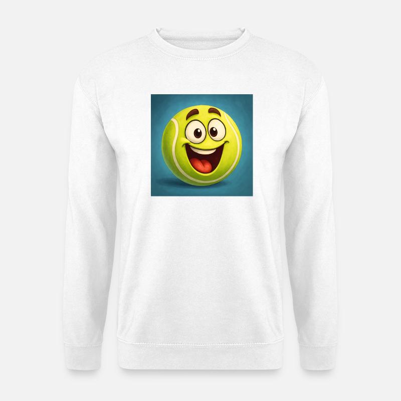 Glückliches Tennisball-Gesicht - Unisex Pullover - Weiß