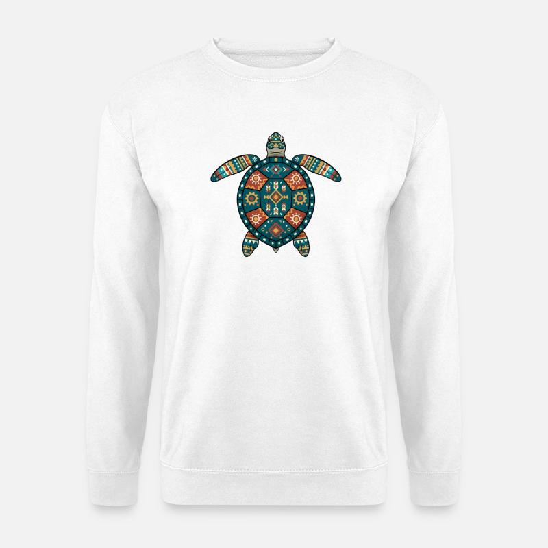 Turtle Aztec Motifs - Unisex Sweatshirt - white