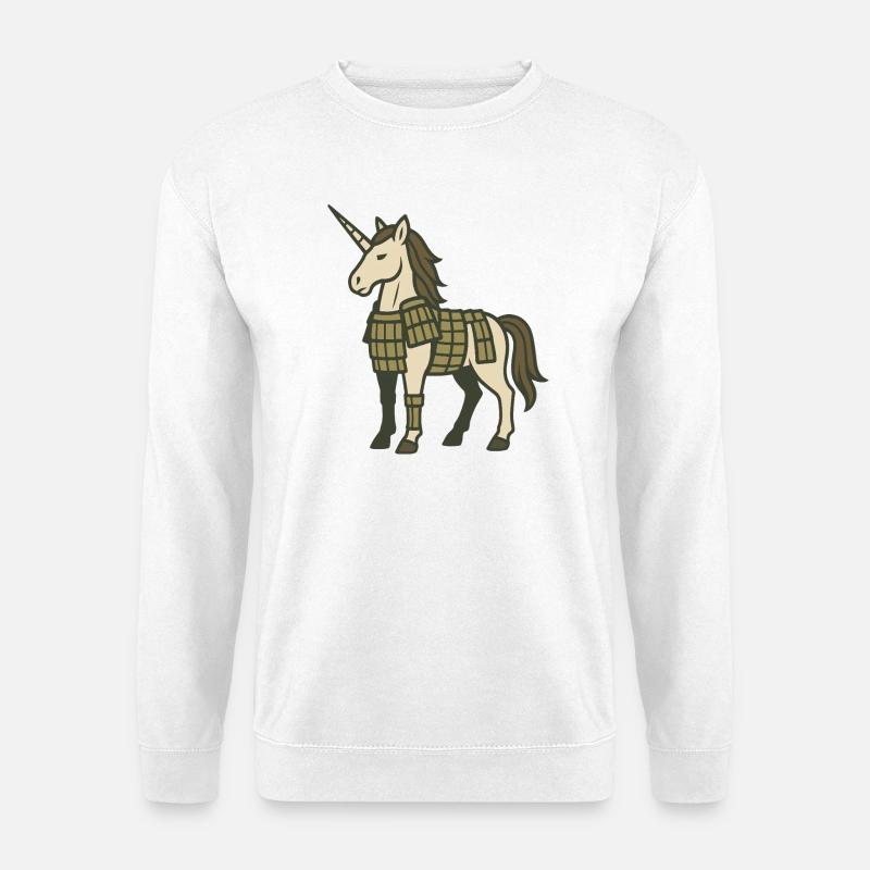 Samurai-Rüstung Einhorn-Krieger-Fantasy-Design - Unisex Pullover - Weiß