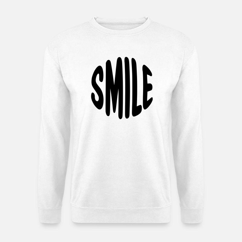 Klarer Smile-Schriftzug mit runden Konturen - Unisex Pullover - Weiß