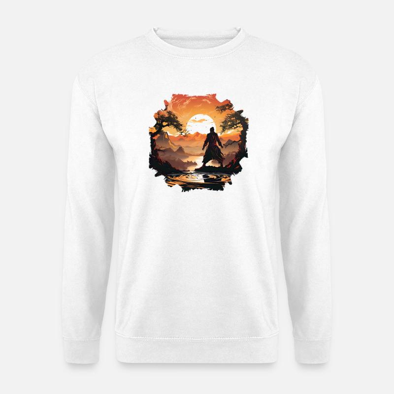 Sunset samurai at the silent lake - Unisex Sweatshirt - white
