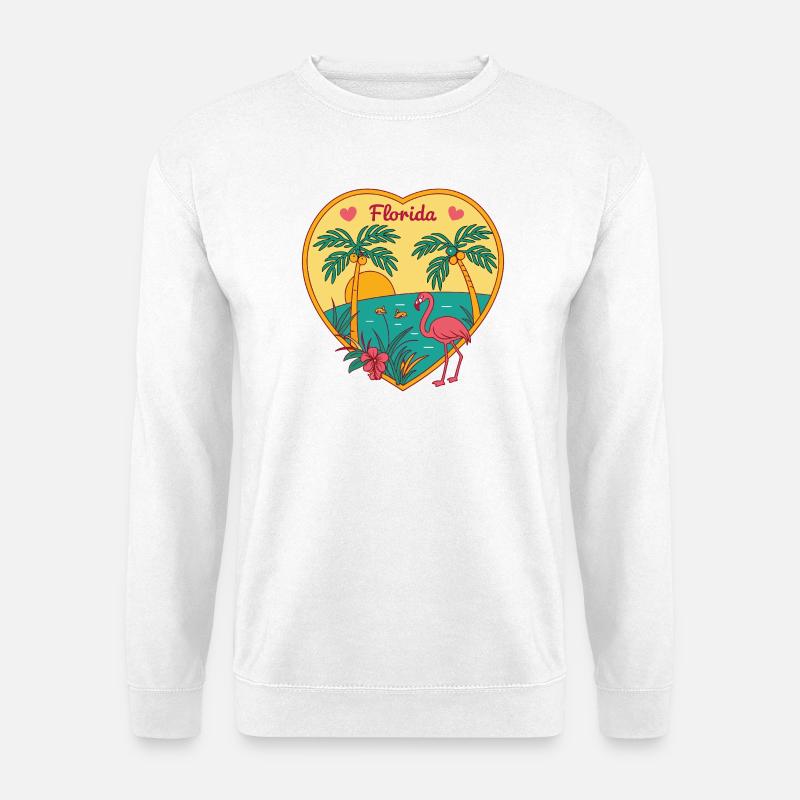 Florida Flamingo Heart Sonnenuntergang - Unisex Pullover - Weiß