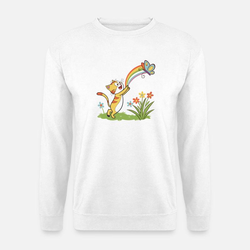 Rainbow Chase Kätzchen - Unisex Pullover - Weiß