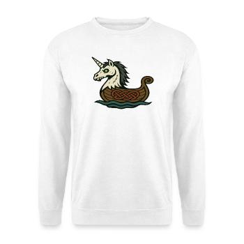 Undead Viking Unicorn in Nordic Longship - Unisex Sweatshirt - white - Front