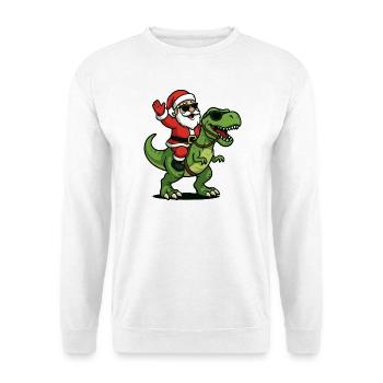 Christmas T Rex with Santa Swag - Unisex Sweatshirt - white - Front
