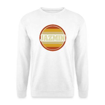 Vorname Jazmin - Unisex Pullover - Weiß - Vorne - Alina (178cm) & Michal (187cm)