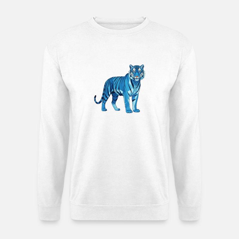Geometrischer BlauTiger Polygon - Unisex Pullover - Weiß