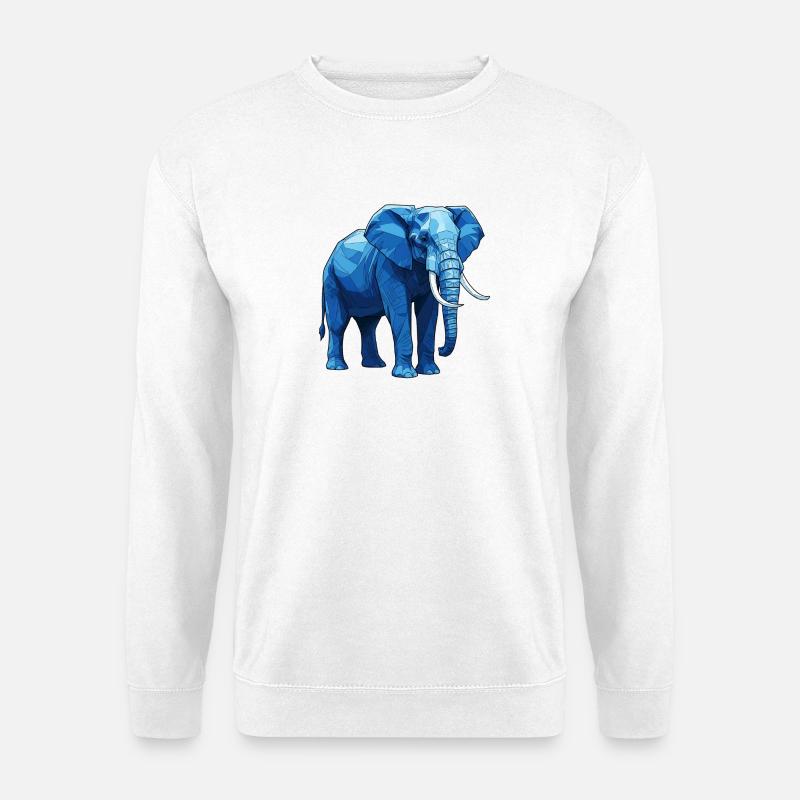 Geometrischer Blauer Elefant - Unisex Pullover - Weiß
