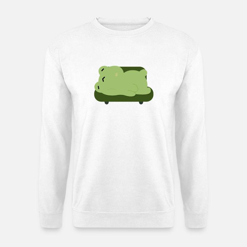 Schlafiger Frosch-Couch-Kumpel - Unisex Pullover - Weiß