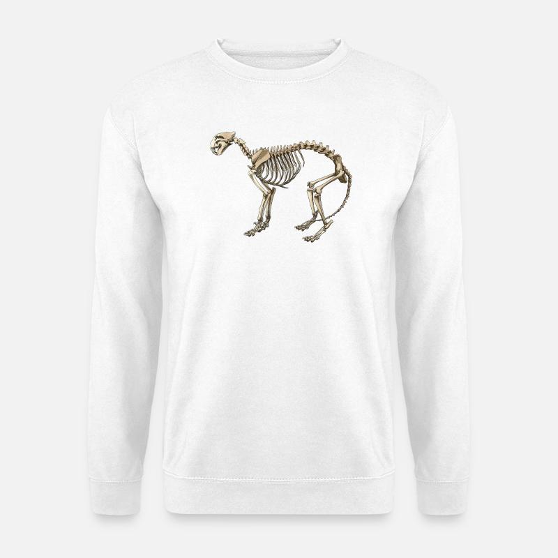 Illustration Cat Skeleton - Unisex Pullover - Weiß