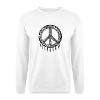 Boho Peace Sign with Feathers – Spiritual Manda - Unisex Sweatshirt - white - Front