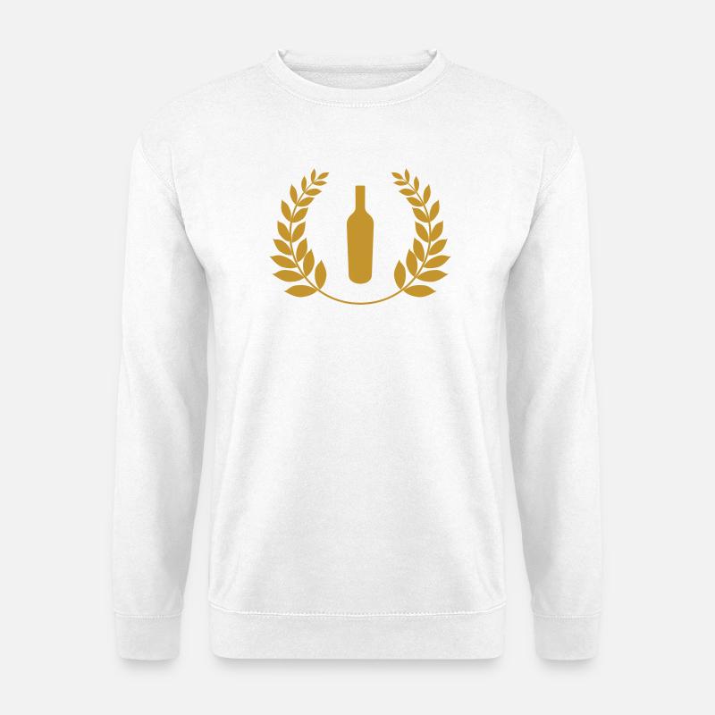 Alkohol-Goldflasche und Lorbeerkranz - Unisex Pullover - Weiß