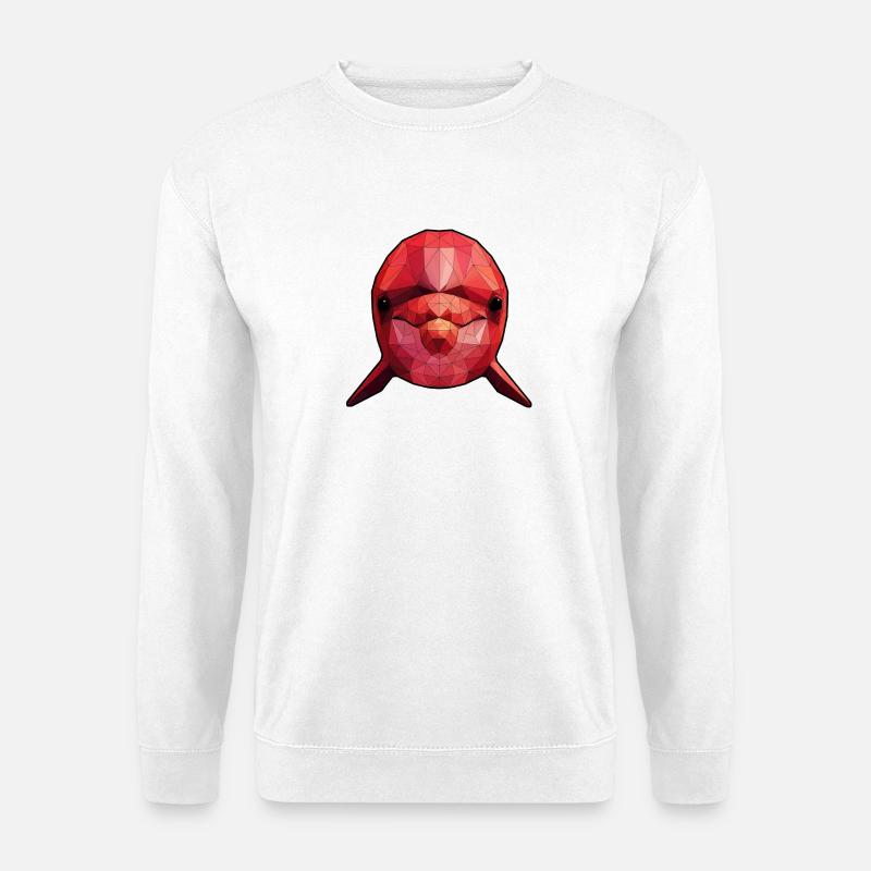 Roter Polygonfisch Geometrische Kunst - Unisex Pullover - Weiß