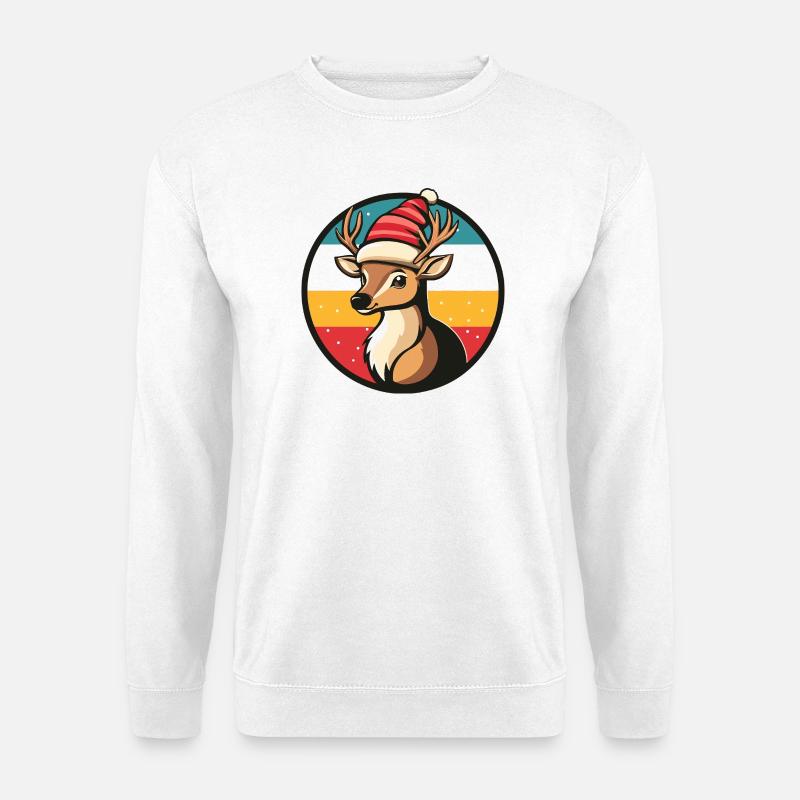 Rentier im Festtagshut - Unisex Pullover - Weiß
