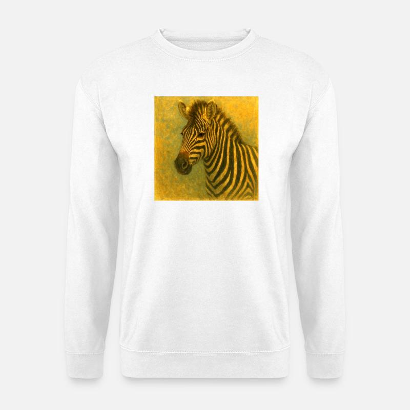 Zebra in goldenen Tönen - Unisex Pullover - Weiß