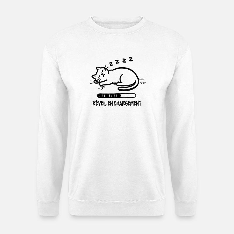 Sleeping cat, alarm clock charging - Unisex Sweatshirt - white