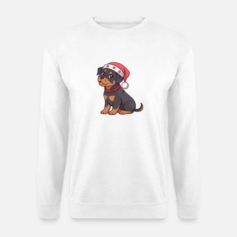 Santa Rottweiler Weihnachtswelpe - Unisex Pullover - Weiß