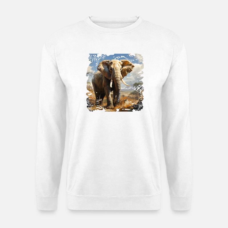 Afrikanischer Elefant im Sonnenlicht - Unisex Pullover - Weiß
