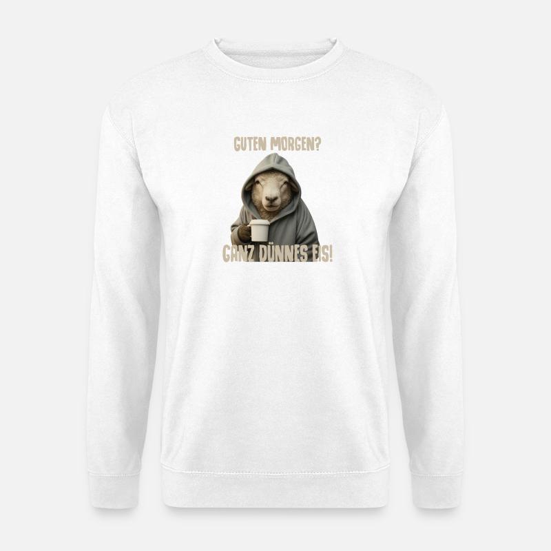 Morning Coffee with Sheep Pullover Hoodie - Unisex Sweatshirt - white