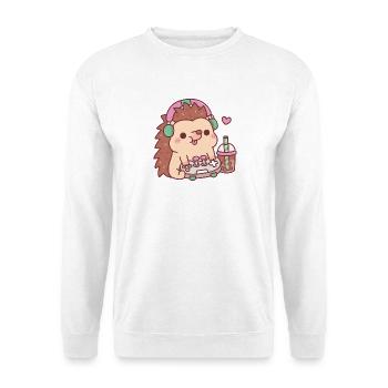 Süßer Igel Mit Gamecontroller Und Boba Tee - Unisex Pullover - Weiß - Vorne
