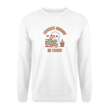 Cute Duck Ducking Reality In Books Funny - Unisex Sweatshirt - white - Front
