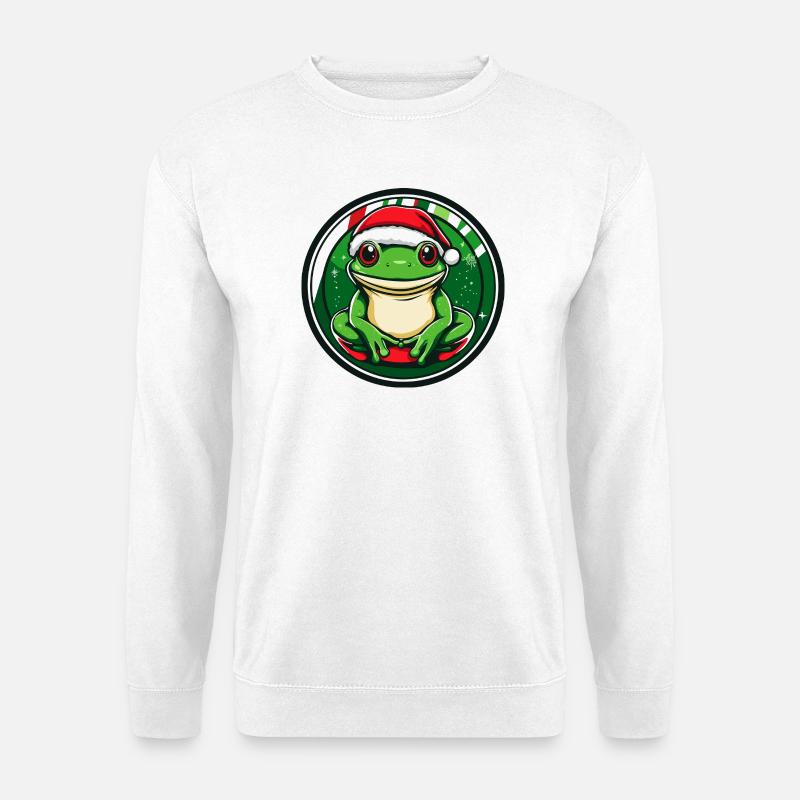 Frosch Weihnachten Comic - Unisex Pullover - Weiß